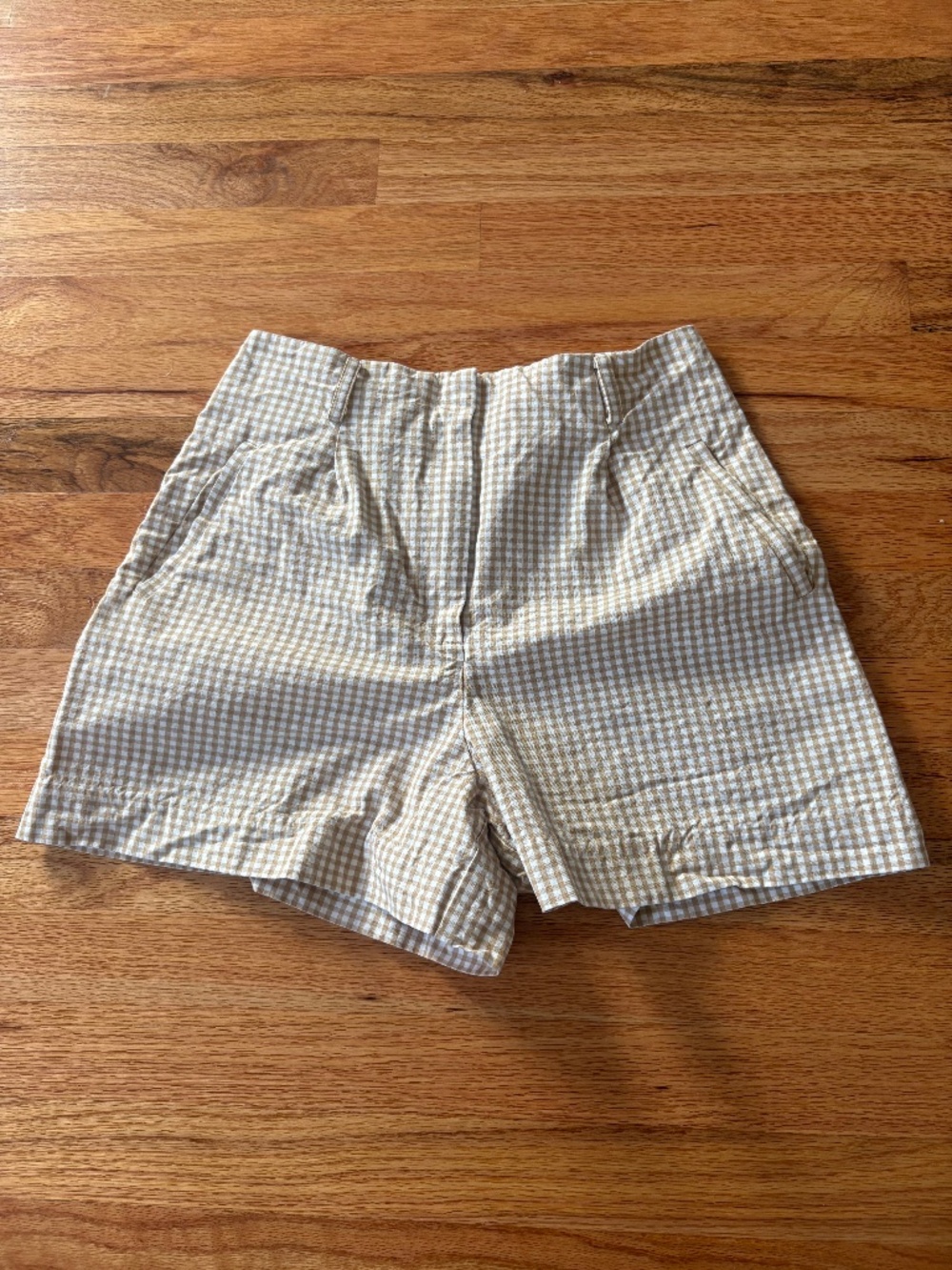 Sezane Edward Shorts Dark Beige And Ecru Gingham - Size 4
